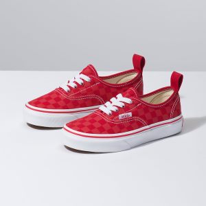 Vans Kiz Çocuk Spor Ayakkabı Checkerboard Authentic Elastic Lace Kahverengi Kırmızı | 16404-984